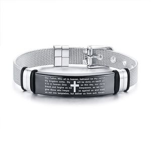 12mm roestvrijstalen identificatie armband voor mannen polsband zwart gegroefde siliconen mesh link invoegen punk polsband stijlvolle casual armband