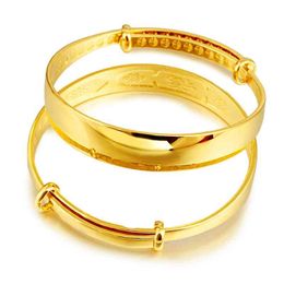 Bracelet lisse de 12 mm d'épaisseur d'épaisseur Ajuster le bracelet en or jaune Gold Womens Simple Style DIA 60mm