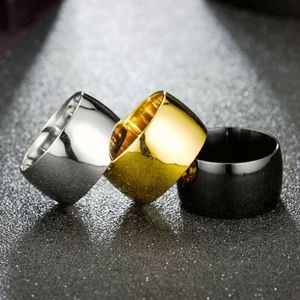 12 mm titanium stalen mannen ring goud zwart zilveren mannelijke vingerring eenvoudig ontwerp mannen vrouwen ringen groothandelsprijs