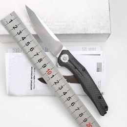 12Models 0707cf Flipper couteau pliant 3,5 "20cv Blade Satin Fibre de carbone Camping Tactical Pocket Pocket Knives Utility EDC Tools