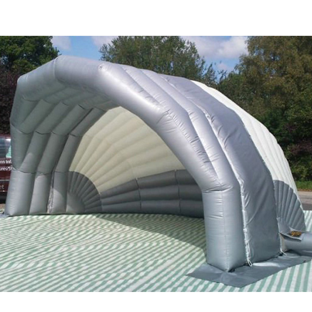 Silver luxury giant inflatable stage roof air-blown cover tent with blower for coporate events or music wedding party 12mWx6mLx5mH (40x20x16.5ft)