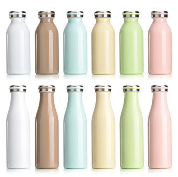 Botella de agua al vacío de 12oz/17oz, tazas de acero inoxidable con aislamiento al vacío, botella de agua termo de 500ml, botella de agua con tazas de leche lindas para niños