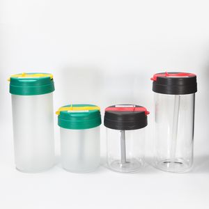 12 oz 20 oz Sublimation Blanc Givré Verre Clair Tumbler Impression De Transfert De Chaleur Sippy Tasse Avec Flip Coloré Couvercle Sports De Plein Air Eau Potable Bouteille De Paille B5