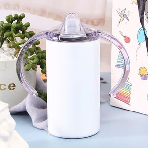 Gobelet à double paroi droit à sublimation de 12 oz 350 ml en vrac à double poignée en acier inoxydable pour enfants bouteille isolée thermiquement sous vide