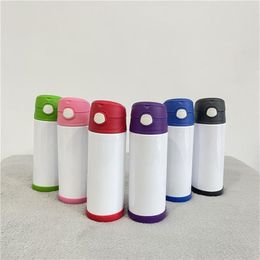 12 oz Biberón DIY Sublimación Flip Top Botella Vaso recto Niños Taza de leche Tazas de vacío de acero inoxidable para regalos de Año Nuevo 251 g