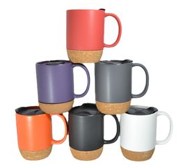 La taza de café de cerámica mate 15oz con la parte inferior del corcho modifica el vaso de consumición de cerámica de la taza de té de la taza de la leche del logotipo para requisitos particulares