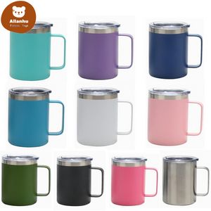 12oz Mok met Handvat Rvs Isolatie Office Tumbler Ice Tyrant Coffee Beer Mokken en Deksel Reizen Vriendelijk Juice Cups WDS