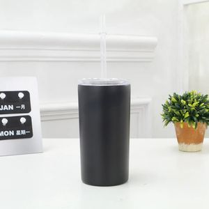 Taza recta de acero inoxidable de 12OZ, vaso alto y delgado, aislamiento al vacío, taza de café y agua, tazas de agua con tapa, venta al por mayor de paja