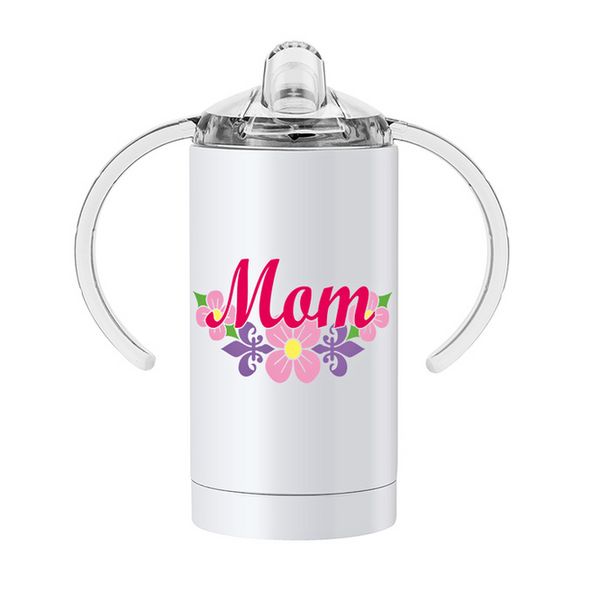 Gobelet droit de 12 oz avec poignée et mamelon, bouteille de lait thermos en acier inoxydable, verres blancs vierges pour enfants, cadeau pour nouveau-né F0329