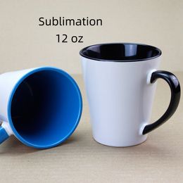 12oz Sublimatie Lege Keramische Mok Warmteoverdracht Tumbler Koffie Thee Melk Mok Conische Kleur Drinkbeker Met Handvat