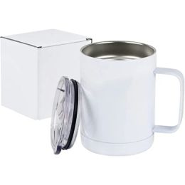 12oz sublimatie blanco bekers koffiemok autokop reizen dubbele wand geïsoleerde vacuüm drinkwater beker met handvat en afdichtingsdeksel FY4374 1020