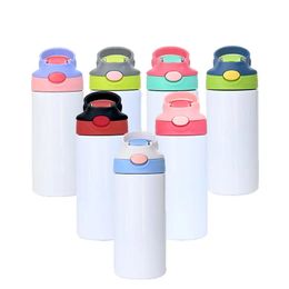 Bicchieri per sublimazione da 12 once Bicchieri con beccuccio per bambini Bottiglia d'acqua da 350 ml Bicchiere a doppia parete in acciaio inossidabile con isolamento sotto vuoto Tazze con manico Coperchi ribaltabili