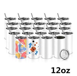 12oz Sublimatie Blanks Tuimelaars Heupflessen Rechte Roestvrijstalen Mokken met Sublimatie Krimpfolie Grote Kopjes DIY