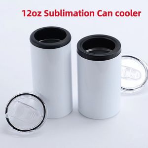 12oz Sublimation Can Cooler Blanks Can Isolant Acier Inoxydable Sublimation Tumbler Porte-Bière Sans Soudure Bouteille Isolée Sous Vide Isolation Froide Can001