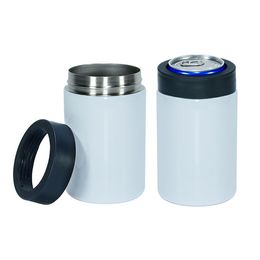 12oz Sublimatie Can Cooler White Silver Tumblers Rvs Wine Cups 2-1 Koozies Dubbele Wall Vacuüm Geïsoleerde Tuimelaar Draagbare Melkthee Water Soda Fles