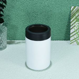 12oz Sublimation Can Cooler blanco Nuevos vasos brillantes copas de vino de acero inoxidable 2-1 koozies vaso aislado al vacío de doble pared botellas de refresco de agua de té portátiles