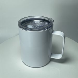 10oz sublimatie auto-cups met handgreep lege tuimelaars met verzegelde deksel roestvrijstalen reizen mokken Dubbele geïsoleerde waterflessen kunnen B1