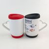 12 oz sublimation céramique tasses gobelets ébauches tasse à café avec poignée coeur bricolage impression avec sous-verre en silicone et couvercle wly935