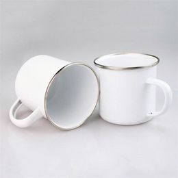 12oz sublimatie email Mok warmteoverdracht geëmailleerde tuimelaars met handvat 350 ml blanco wit gesublimeerde koffiemokken diy printing nieuw