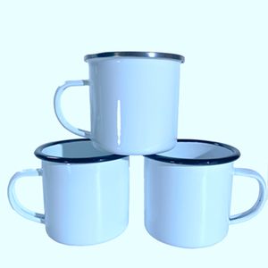 12oz sublimatie emaille mok warmteoverdracht geëmailleerde tuimelaars met handvat 350 ml lege witte gesublimeerde koffie mokken Unbreakable Drink Cup DIY Printing Wll1062