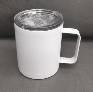 12 oz Sublimation Poignée Tasses Blanc Blanc En Acier Inoxydable Tasses 350 ml Transfert De Chaleur Tasse À Café QMR24b