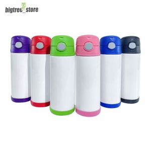 Gobelets à sublimation 12 oz STRAIGHT Blank Sippy Cup en vrac Kid Cups Bouteille d'eau en acier inoxydable Safe Children Toddler Wholesale AAA