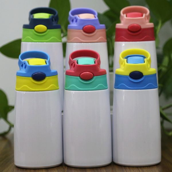 Sublimación Sippy Cup 12 oz 350 ml Botella para niños en blanco Lindo vaso de acero inoxidable de doble pared Tazas de agua a granel Caja fuerte para niños Contenedor para niños al por mayor