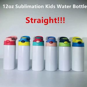 12oz sublimatie sippy cups kinderen waterfles met flip op de bovenste roestvrijstalen babyvoeding verpleegkundige fles W3