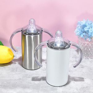 12 oz Sublimation Sippy Gobelets En Acier Inoxydable Isolé Tasses Droites avec deux Couvercles À Poignées Étanches Pour Enfants En Gros EE