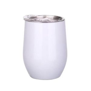 Sublimación de 12 oz Vasos de vino Tazas de huevo de acero inoxidable Botellas de agua con doble aislamiento Tazas para beber Café Vasos de leche Envío por Se Ibab