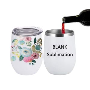 12Oz Wijn Koffie Tumblers Blanks Glas 12 Oz Gift Sublimatie Wijn Tumbler Roestvrij Staal Met Deksel