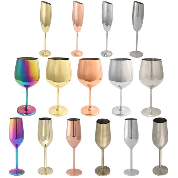 Flûtes à champagne en acier inoxydable de 7 oz 17 oz Gobelet à vin Verres à vin à champagne incassables Gobelets Douche nuptiale pour fête de mariage Anniversaire Fiançailles