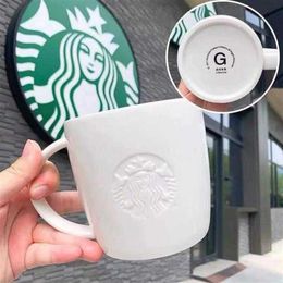 12OZ16OZ Starbucks Taza de cerámica especial Classic White Ocean Goddess Taza de café en relieve para pareja Buen regalo Product2818