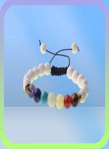 12Pack 7chakra Bracelet Lava Rock Diffuser Bracelet Elastable Essentiële Essentiële olie 7 Chakra Beads Energy Bracelet Mens Dames 8M8461817