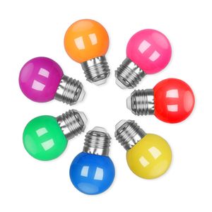 Bombilla LED LED de 12 paquetes E27 3W, AC220V, cubierta de plástico, festivo decorativo al aire libre Bulbo LED multicolor para la fiesta de bodas de cuerda