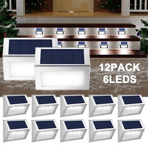 12pack Solar Powered LED Deck Lights Outdoor Waterproof Aluminum Wall Lamp For Garden Patio Street Balcony Yard Fence Steps