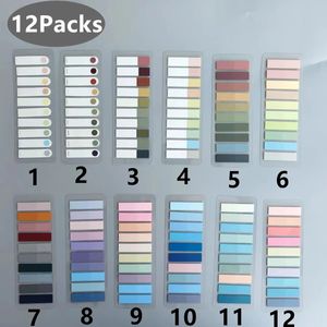 12packs / Set Transparent Sticky Notes Bookmarkers Auto-Adhesive Annotation Lire Livre Clear Tab Kawaicute Stationery 240410
