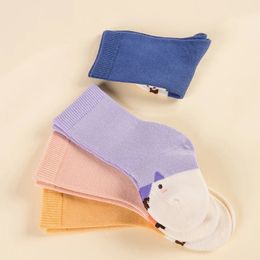 12Pairs/Lot Autumn and Winter Children Socks Midube -Wockings para calcetines de bebé Boneless Bonless Lintas calcetines con estampado de gato 231221