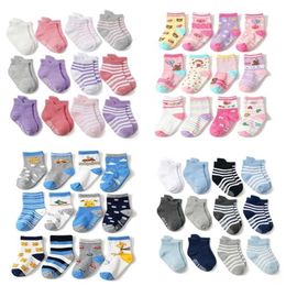 12pairs / lot kinderen katoen baby vloer sokken jongen gril kind korte antislip 1-5 jaar 211028