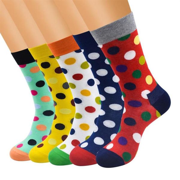 12 paires lot couleur mixte coton hommes chaussettes coloré à pois chaussettes heureuses hommes Calcetines Largos Hombre322V