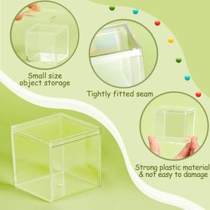 12 st Clean Acryl Candy Box Transparant Plastic Square Cube Cake Dessert Box Chocolate Packaging Storage Containers Display Box