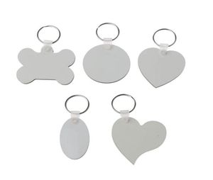 12Pc DIY Sublimation En Bois Panneau Dur Porte-clés Double Imprimable Blanc Blanc MDF Chaîne Transfert De Chaleur Fabrication De Bijoux F3MD Porte-clés3733014