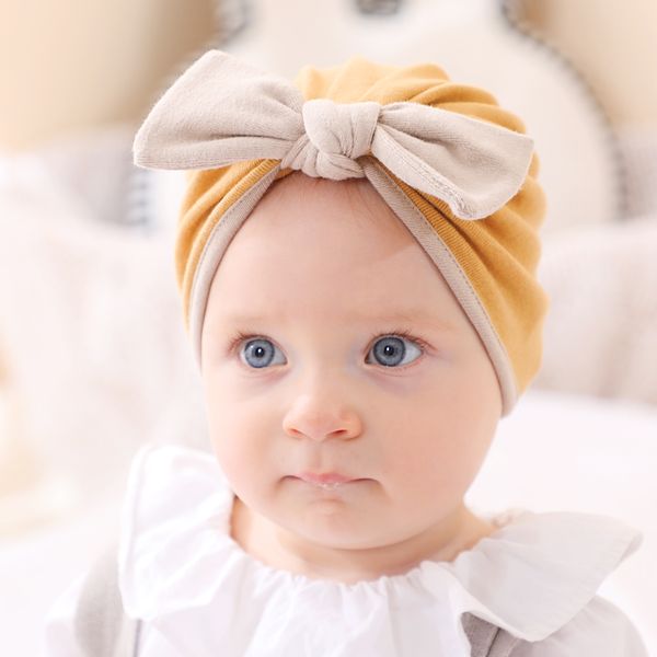 12 pc/lot couleur unie bébé chapeau nœud papillon bébé fille coton Turban noeud bandeau bébé enfants Bonnet Bonnet nouveau-né photographie accessoires