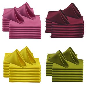 12pc carré 50x50cm serviette en satin pour banquet de mariage décoration de fête de remise des diplômes restaurant dîner café torchon serviettes de maison 240321