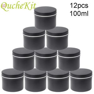 12 Stuks 100 ml Kaars Potten Met Deksel Aluminium Reizen Tin Kaars Opbergdoos Organizer Bonbondoos Thee Kan DIY crème Cosmetische Container 240130