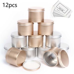 12 stks 100ml Ronde Lege Aluminium Tin Jar Tea Pakket Box Can Sundry Ktichen Storage Pot Gold Silver Black Metal Containers