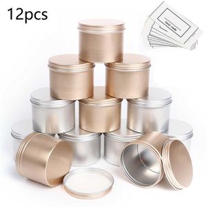 12 pcs 100 ml Ronde Vide En Aluminium Pot De Thé Boîte D'emballage Peut Divers Ktichen Pot De Stockage Or Argent Noir Métal Containers276h