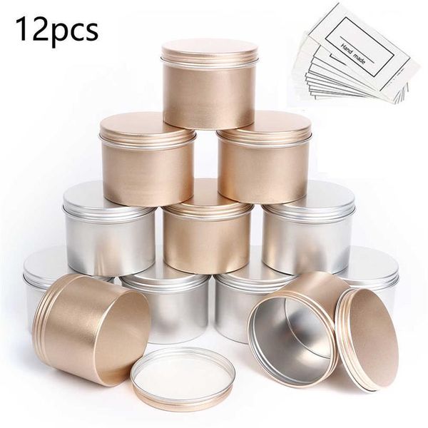 12 pcs 100 ml Ronde Vide En Aluminium Pot De Thé Boîte D'emballage Peut Divers Ktichen Pot De Stockage Or Argent Noir Métal Containers276h