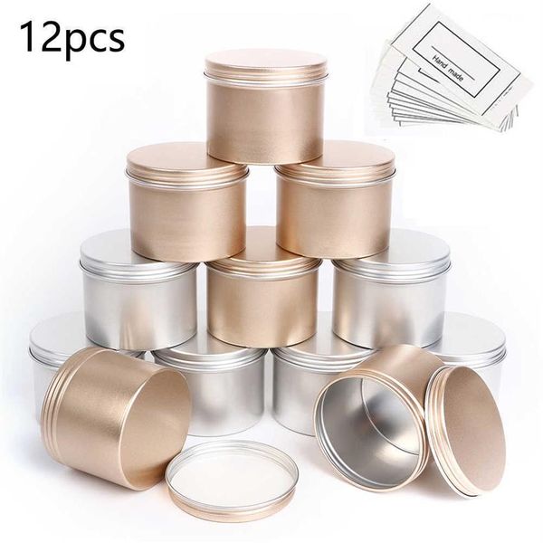 12 Uds 100ml redondo vacío de aluminio tarro de lata caja de paquete de té lata de almacenamiento Ktichen olla de almacenamiento de oro plata negro Metal Containers290J