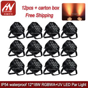 12 Stks Waterdicht Outdoor Par Light 12 * 18W RGBWAUV 6IN1 LED Draadloze DMX Par50 Lights Disco Uplight Battery Power DJ Uplighting